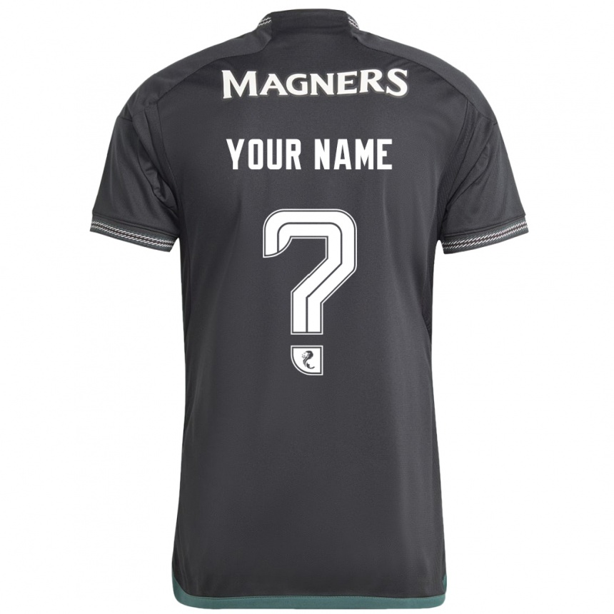 Men Football Your Name #0 Black Away Jersey 2023/24 T-Shirt