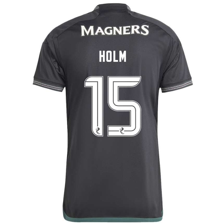 Men Football Odin Thiago Holm #15 Black Away Jersey 2023/24 T-Shirt