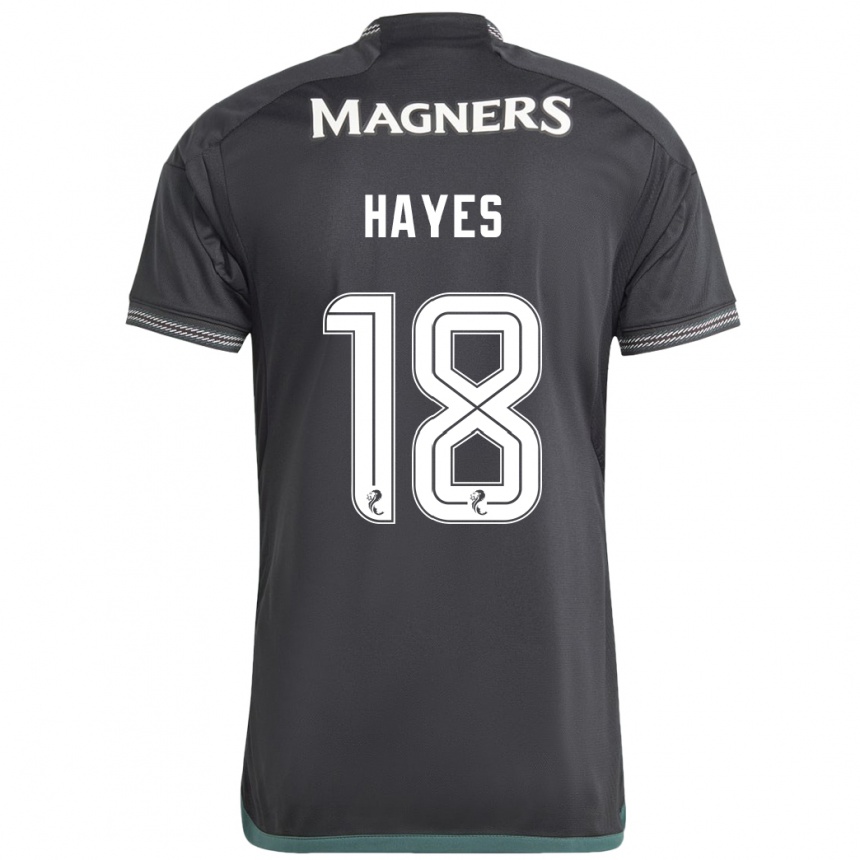 Men Football Caitlin Hayes #18 Black Away Jersey 2023/24 T-Shirt