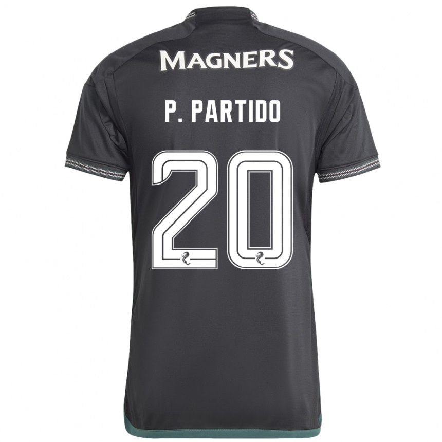 Men Football Paula Partido #20 Black Away Jersey 2023/24 T-Shirt