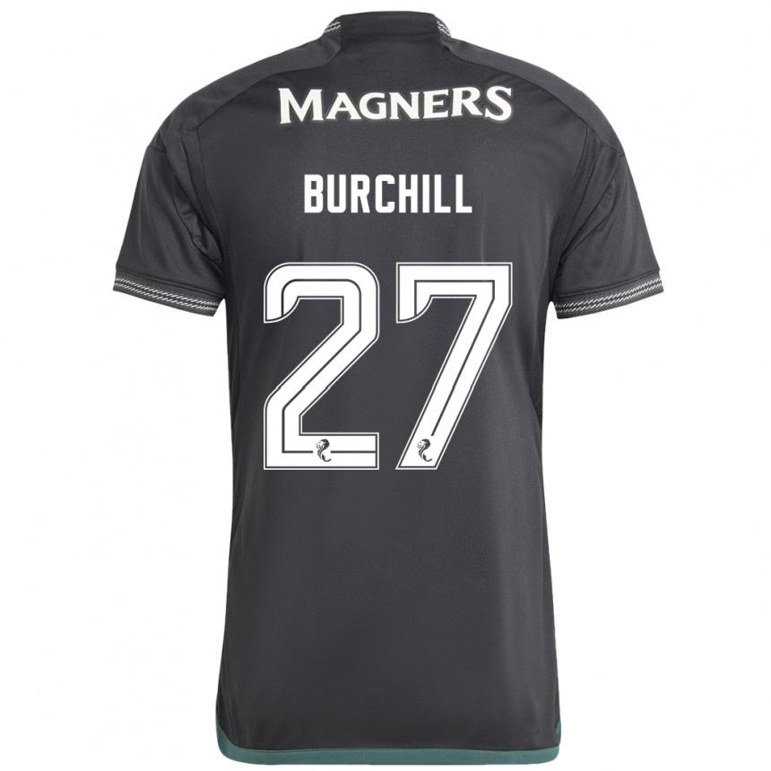 Men Football Tiree Burchill #27 Black Away Jersey 2023/24 T-Shirt