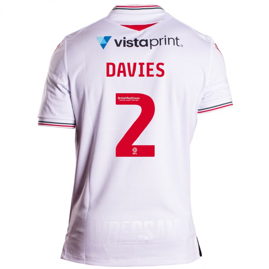 Men Football Phoebe Davies #2 White Away Jersey 2023/24 T-Shirt