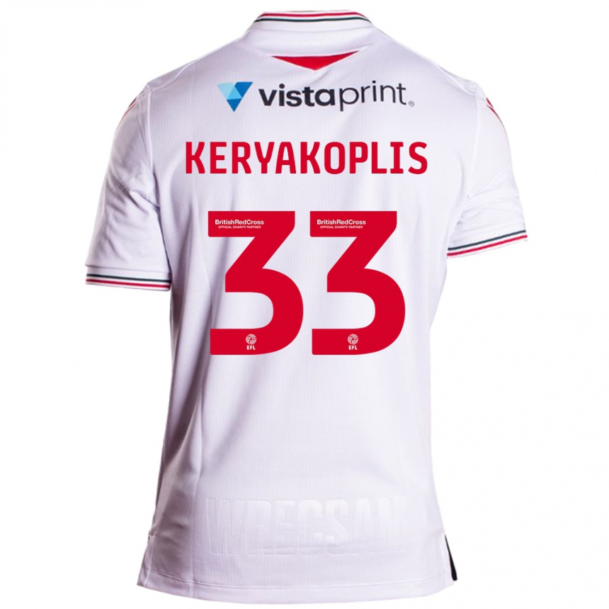 Men Football Hannah Keryakoplis #33 White Away Jersey 2023/24 T-Shirt