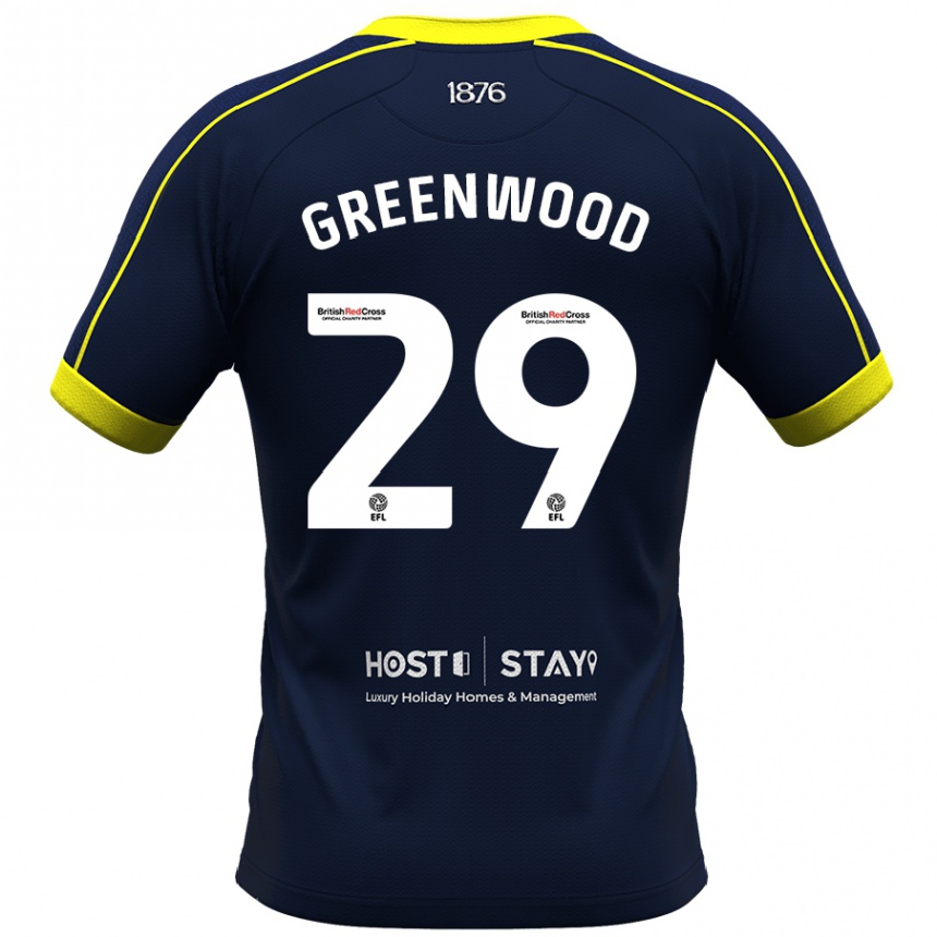 Men Football Sam Greenwood #29 Navy Away Jersey 2023/24 T-Shirt