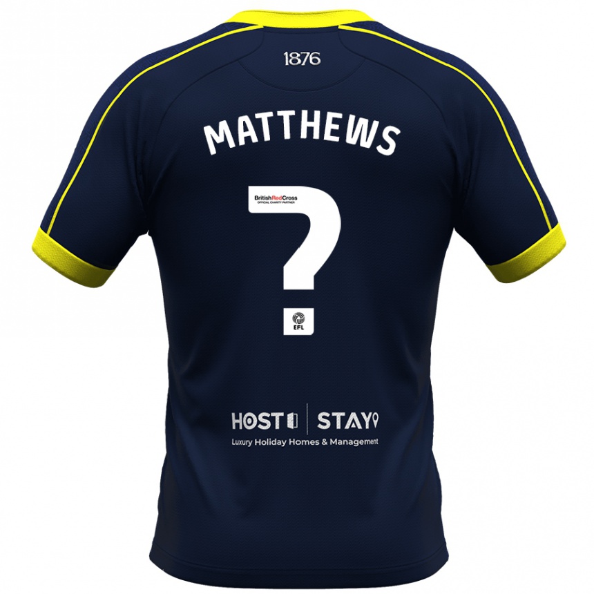 Men Football Ajay Matthews #0 Navy Away Jersey 2023/24 T-Shirt