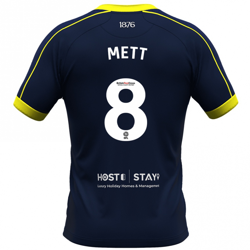 Men Football Jessica Mett #8 Navy Away Jersey 2023/24 T-Shirt