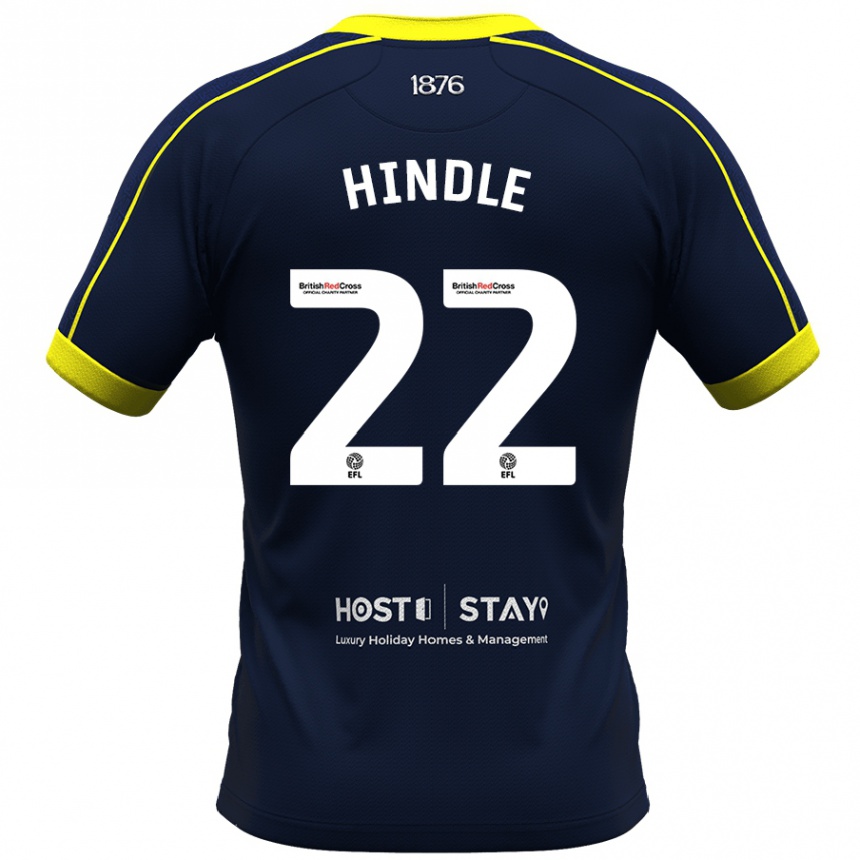 Men Football Rachel Hindle #22 Navy Away Jersey 2023/24 T-Shirt