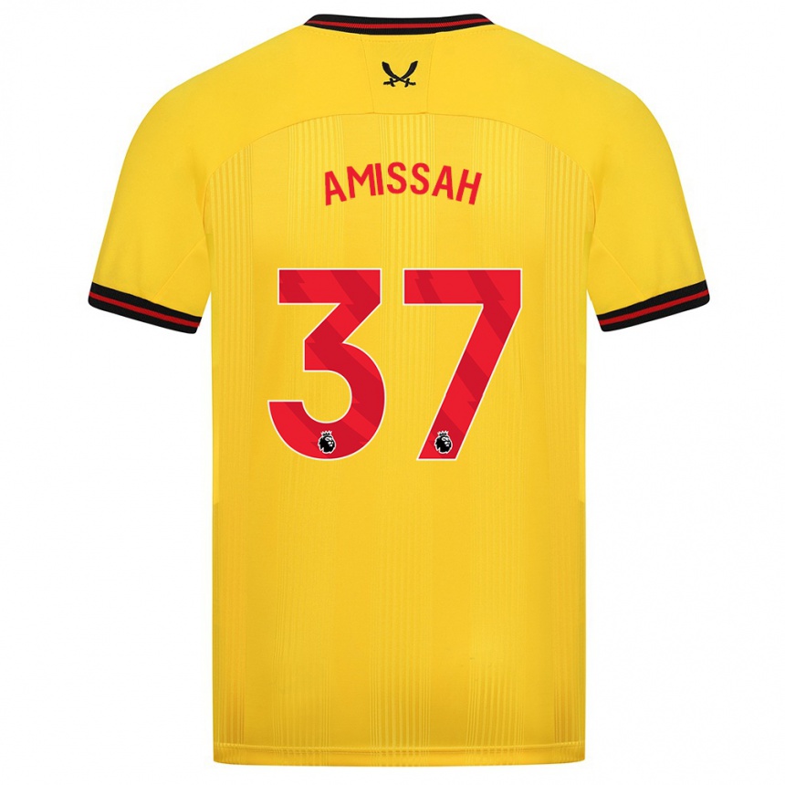 Men Football Jordan Amissah #37 Yellow Away Jersey 2023/24 T-Shirt