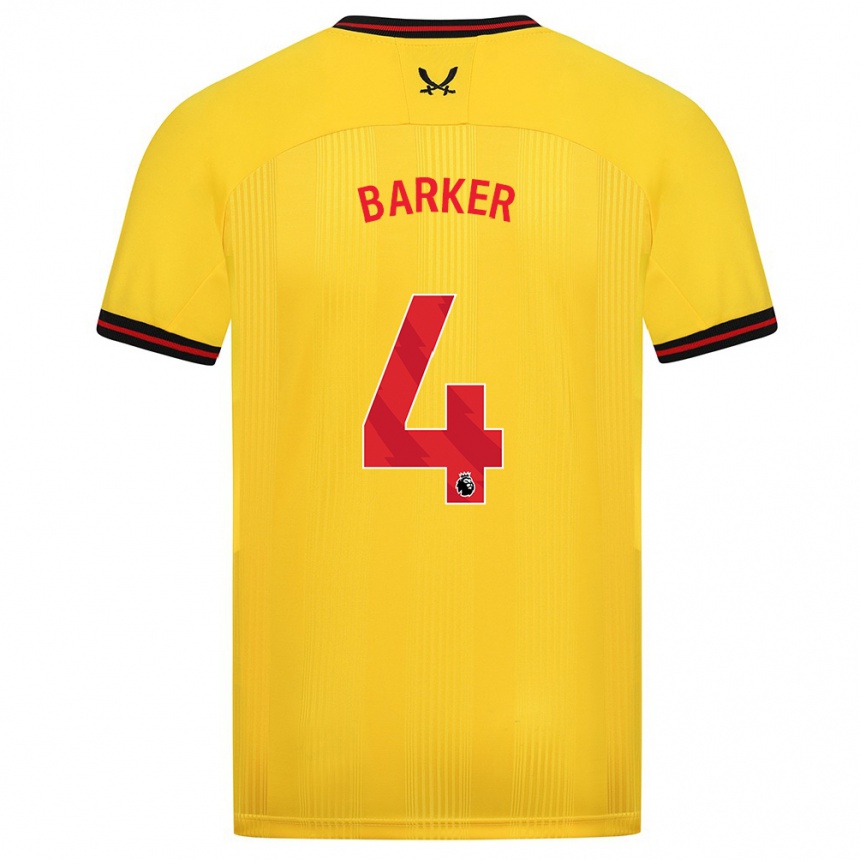 Men Football Sophie Barker #4 Yellow Away Jersey 2023/24 T-Shirt