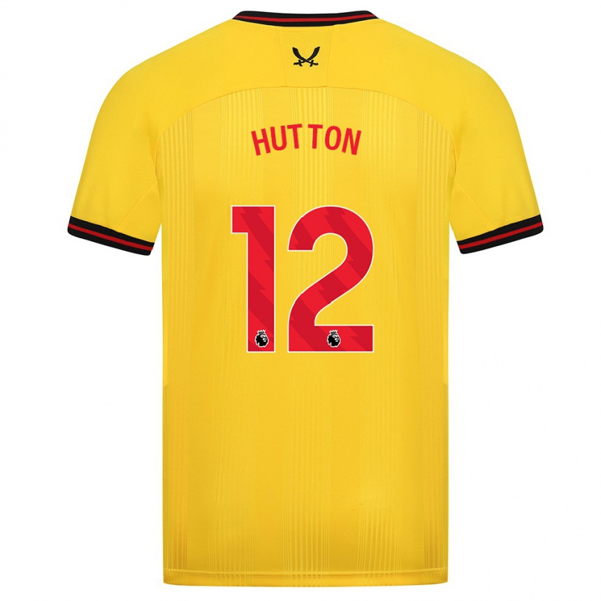 Men Football Jodie Hutton #12 Yellow Away Jersey 2023/24 T-Shirt