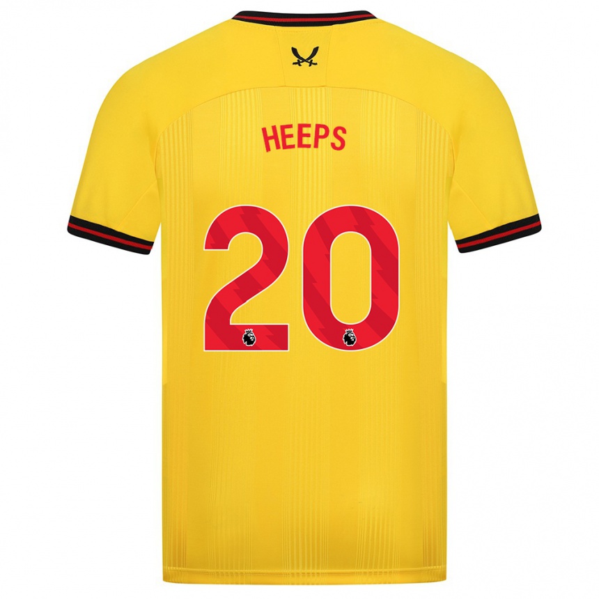 Men Football Eleanor Heeps #20 Yellow Away Jersey 2023/24 T-Shirt