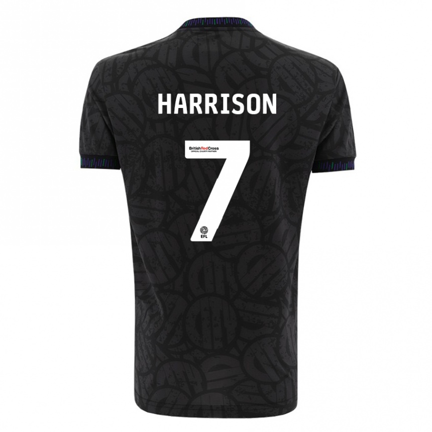 Men Football Abi Harrison #7 Black Away Jersey 2023/24 T-Shirt