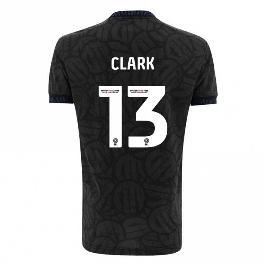 Men Football Olivia Clark #13 Black Away Jersey 2023/24 T-Shirt