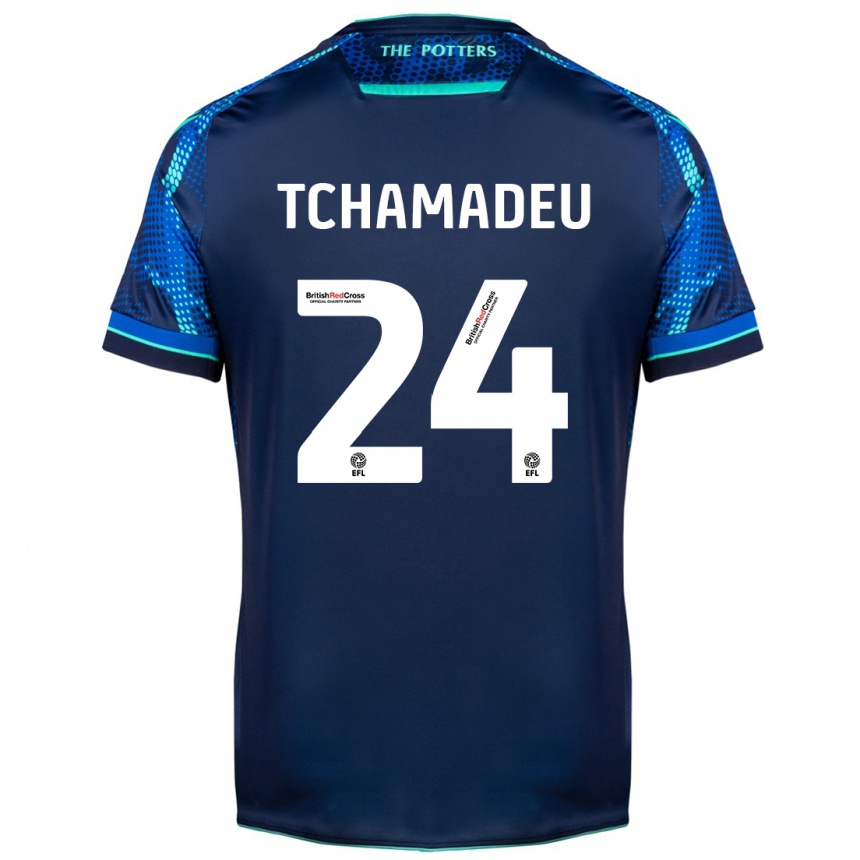 Men Football Junior Tchamadeu #24 Navy Away Jersey 2023/24 T-Shirt