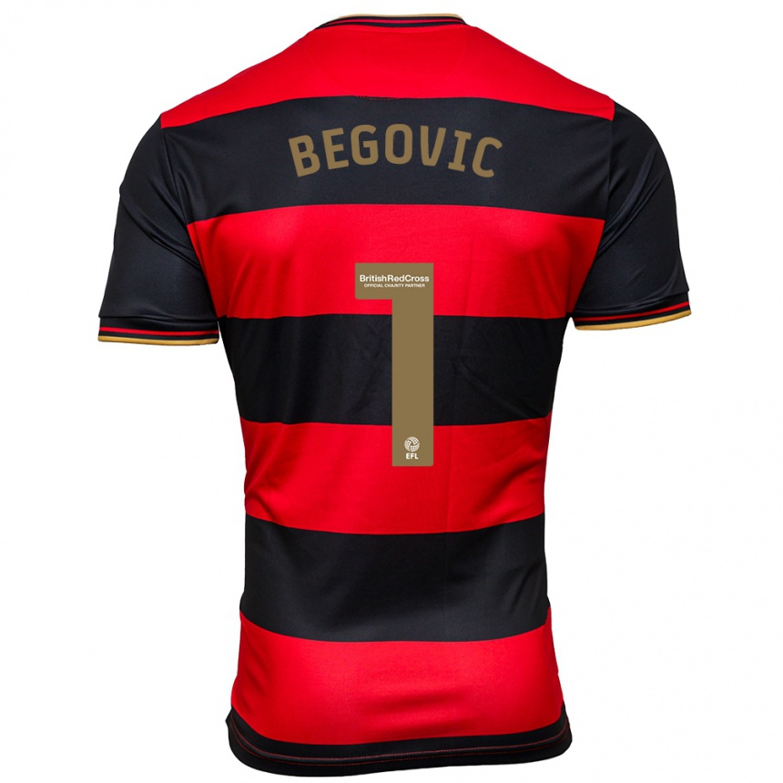 Men Football Asmir Begovic #1 Black Red Away Jersey 2023/24 T-Shirt