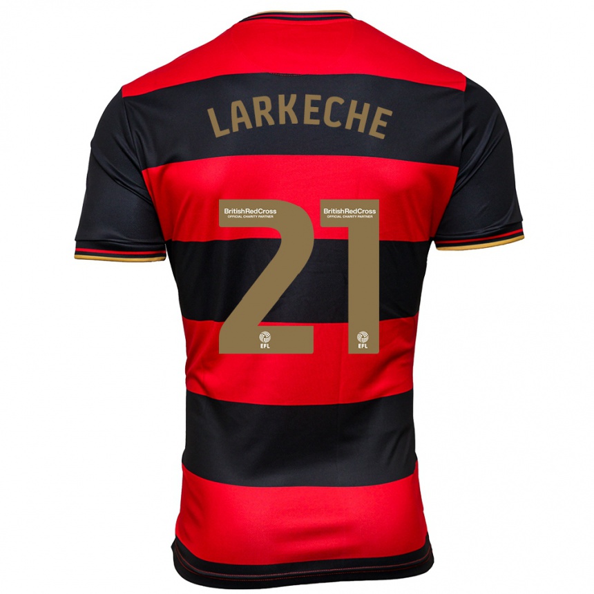 Men Football Ziyad Larkeche #21 Black Red Away Jersey 2023/24 T-Shirt