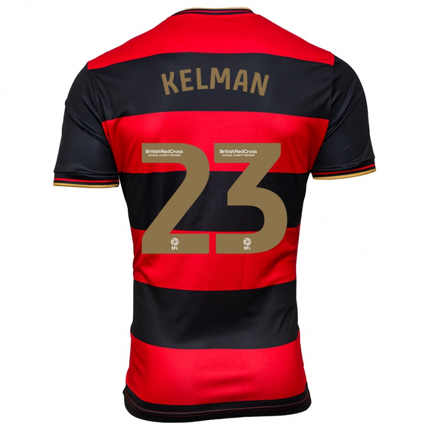 Men Football Charlie Kelman #23 Black Red Away Jersey 2023/24 T-Shirt