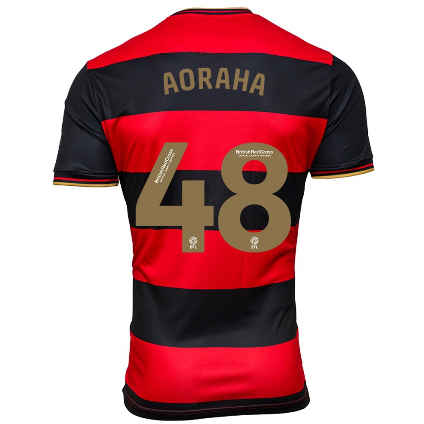 Men Football Alexander Aoraha #48 Black Red Away Jersey 2023/24 T-Shirt