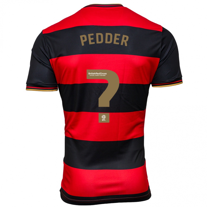 Men Football Rafferty Pedder #0 Black Red Away Jersey 2023/24 T-Shirt