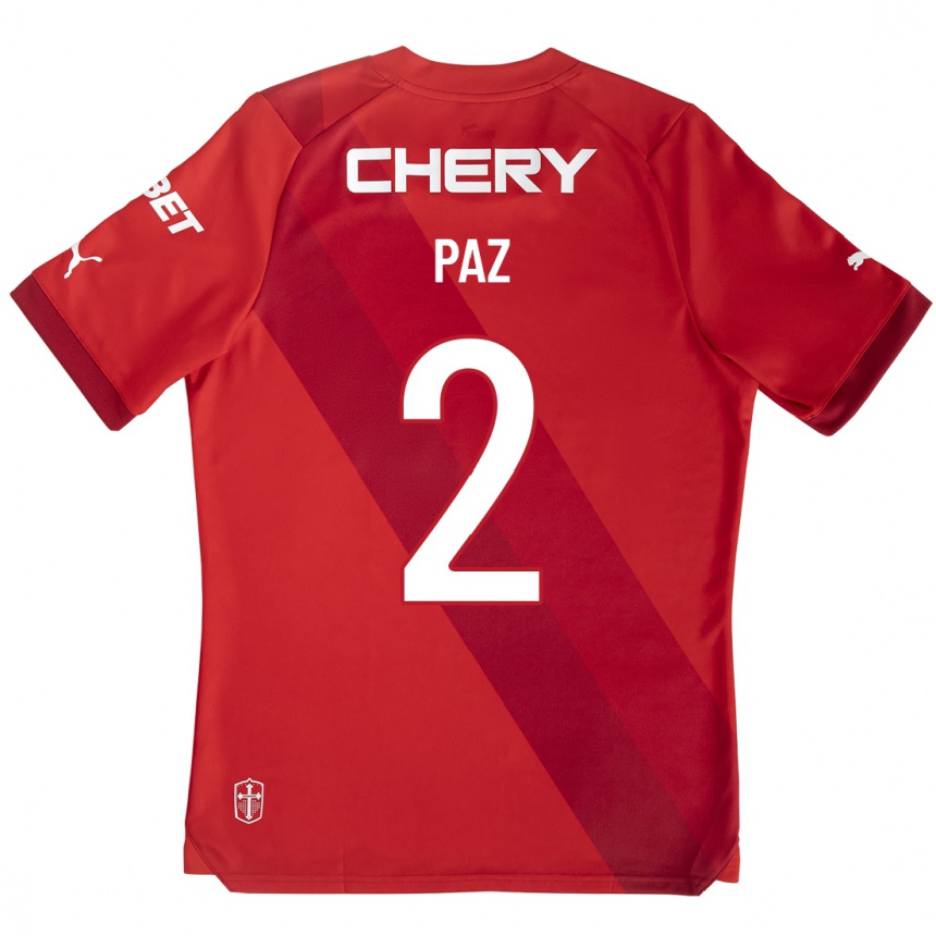 Men Football Nehuén Paz #2 Red Away Jersey 2023/24 T-Shirt