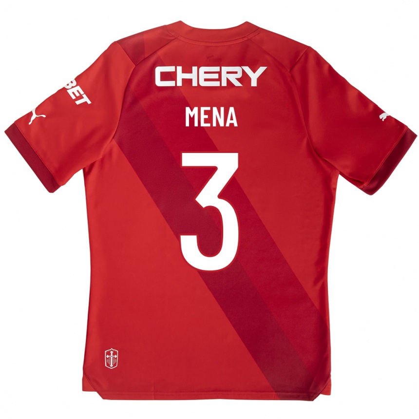 Men Football Eugenio Mena #3 Red Away Jersey 2023/24 T-Shirt