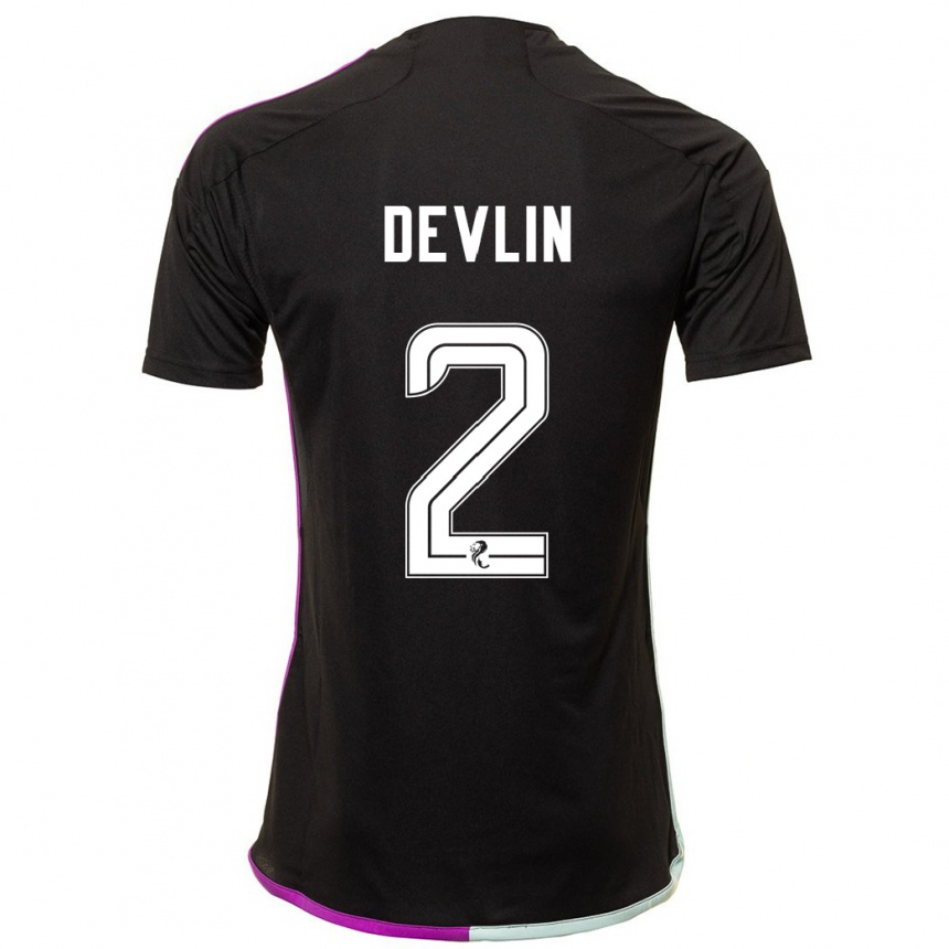 Men Football Nicky Devlin #2 Black Away Jersey 2023/24 T-Shirt