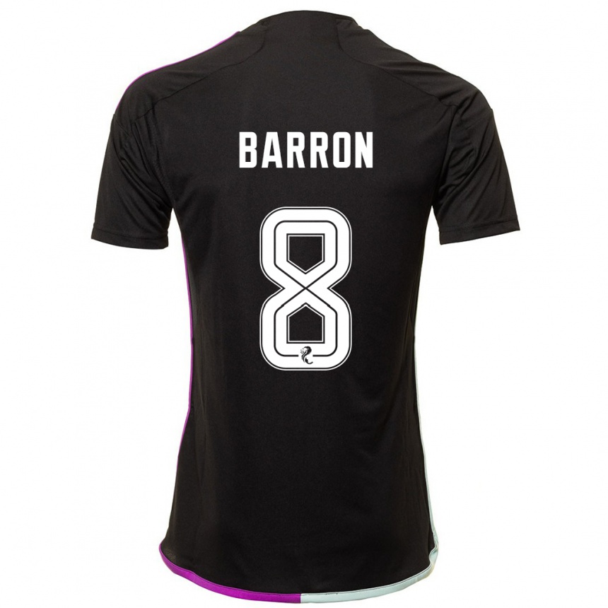 Men Football Connor Barron #8 Black Away Jersey 2023/24 T-Shirt