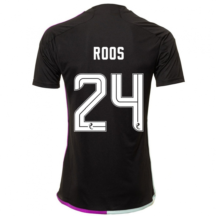 Men Football Kelle Roos #24 Black Away Jersey 2023/24 T-Shirt