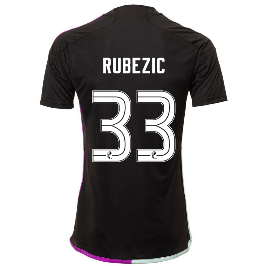 Men Football Slobodan Rubezic #33 Black Away Jersey 2023/24 T-Shirt