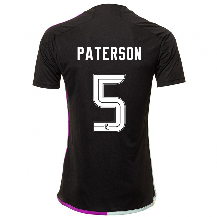 Men Football Donna Paterson #5 Black Away Jersey 2023/24 T-Shirt