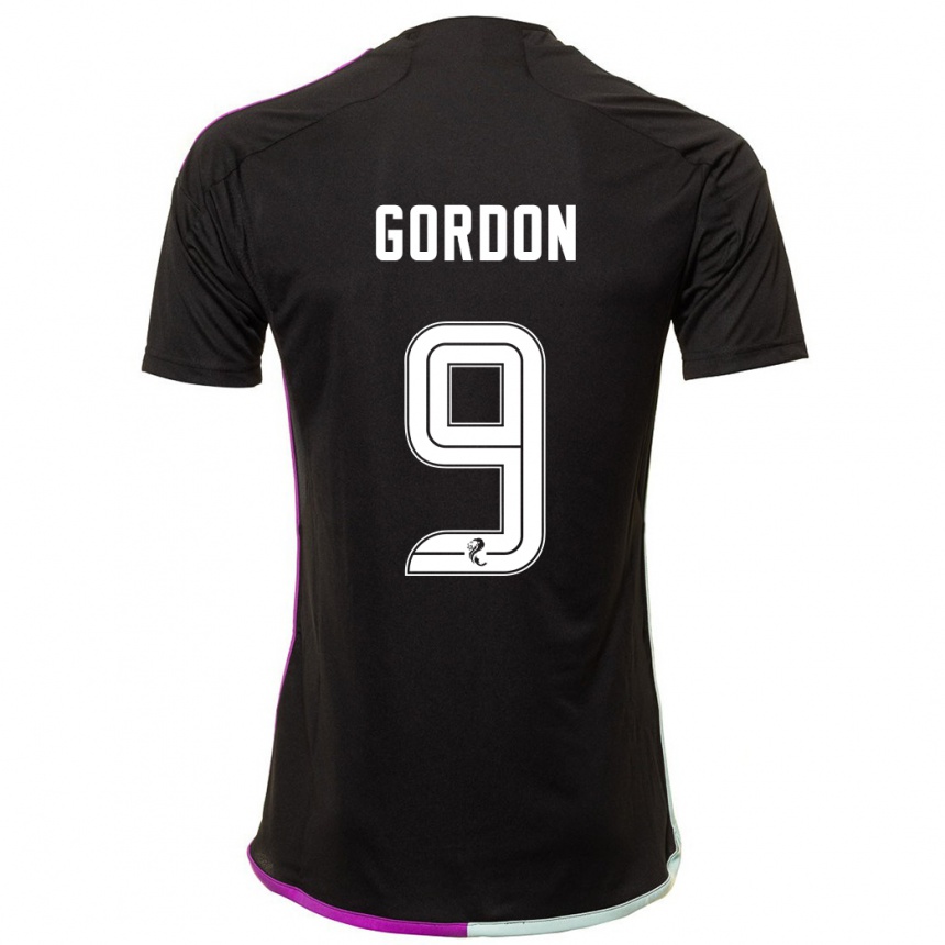 Men Football Lauren Gordon #9 Black Away Jersey 2023/24 T-Shirt