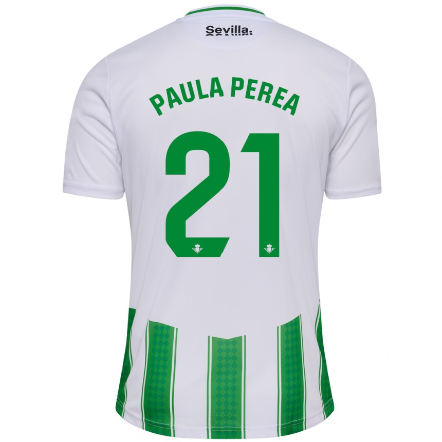 Women Football Paula Perea Ramírez #21 White Home Jersey 2023/24 T-Shirt