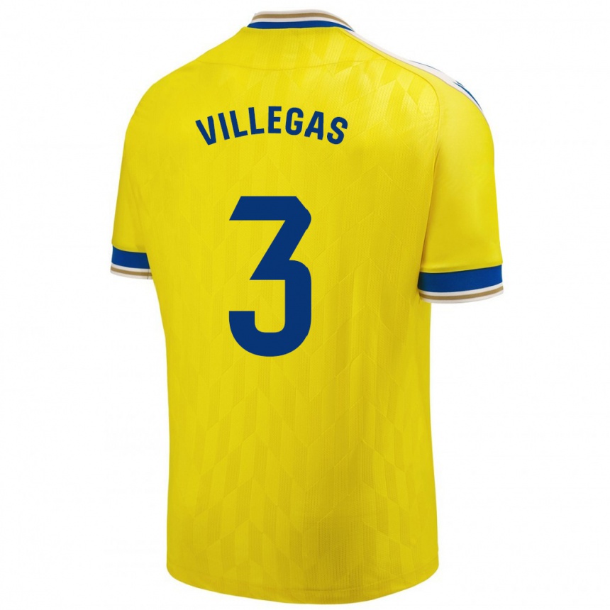 Women Football Virginia Villegas Rico #3 Yellow Home Jersey 2023/24 T-Shirt