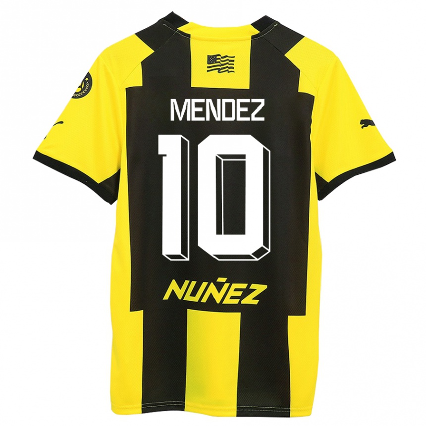 Women Football Kevin Méndez #10 Yellow Black Home Jersey 2023/24 T-Shirt