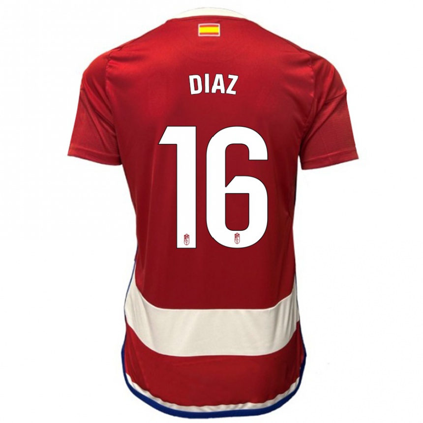 Women Football Víctor Díaz #16 Red Home Jersey 2023/24 T-Shirt