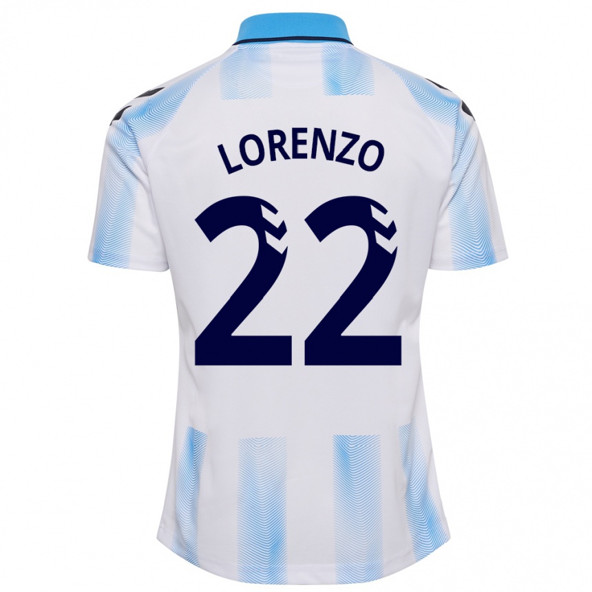 Women Football Dani Lorenzo #22 White Blue Home Jersey 2023/24 T-Shirt