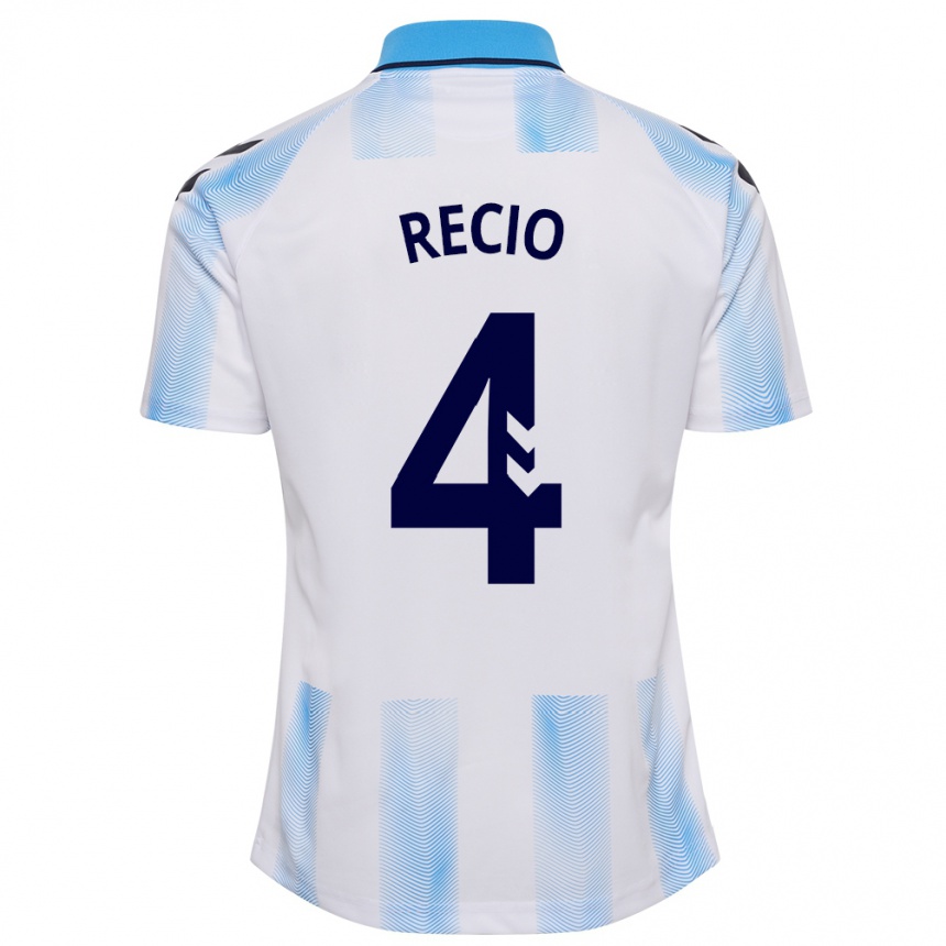 Women Football Ángel Recio #4 White Blue Home Jersey 2023/24 T-Shirt