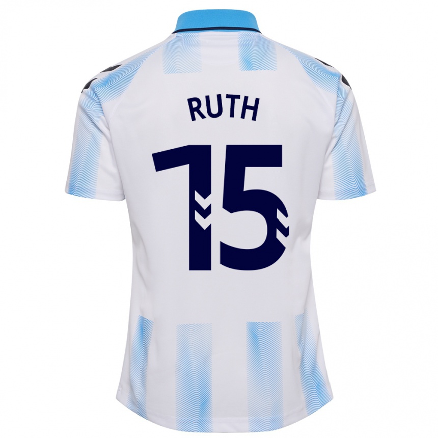 Women Football Ruth #15 White Blue Home Jersey 2023/24 T-Shirt