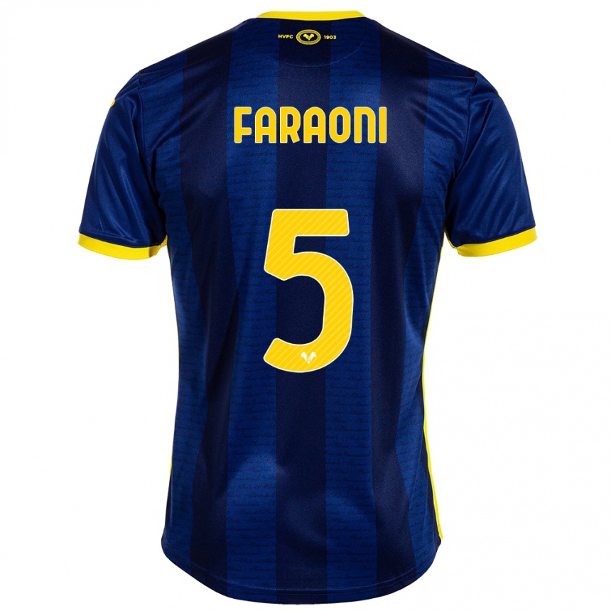 Women Football Davide Faraoni #5 Navy Home Jersey 2023/24 T-Shirt