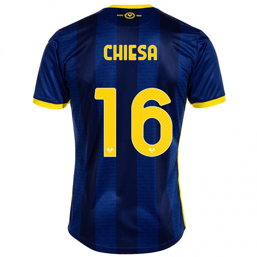 Women Football Mattia Chiesa #16 Navy Home Jersey 2023/24 T-Shirt