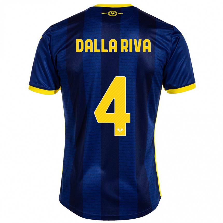 Women Football Stefano Dalla Riva #4 Navy Home Jersey 2023/24 T-Shirt