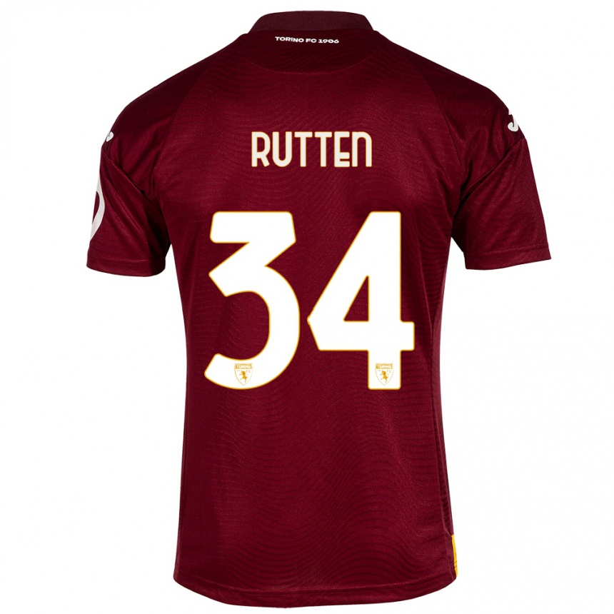 Women Football Jill Rutten #34 Dark Red Home Jersey 2023/24 T-Shirt