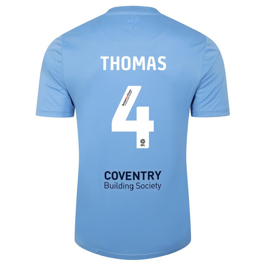Women Football Bobby Thomas #4 Sky Blue Home Jersey 2023/24 T-Shirt