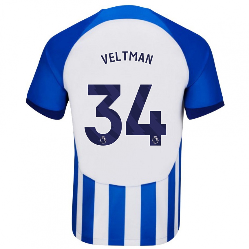 Women Football Joël Veltman #34 Blue Home Jersey 2023/24 T-Shirt