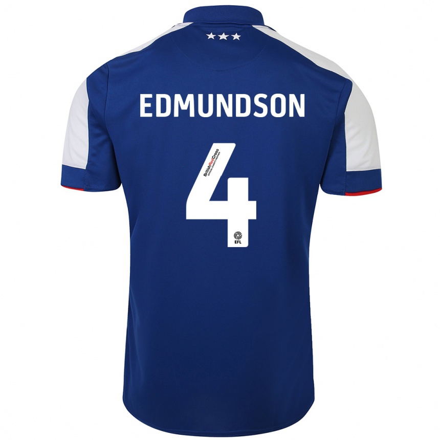 Women Football George Edmundson #4 Blue Home Jersey 2023/24 T-Shirt