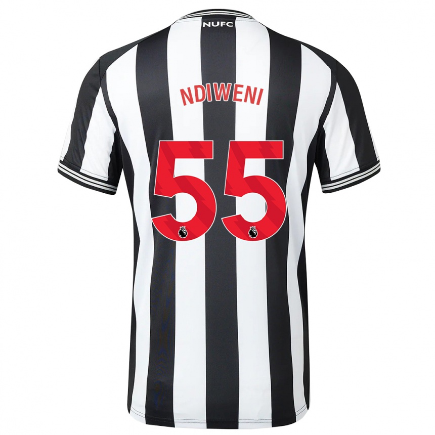 Women Football Michael Ndiweni #55 Black White Home Jersey 2023/24 T-Shirt