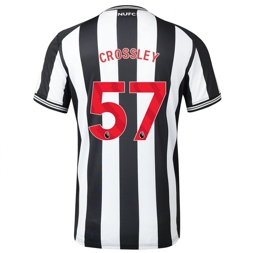 Women Football Kyle Crossley #57 Black White Home Jersey 2023/24 T-Shirt