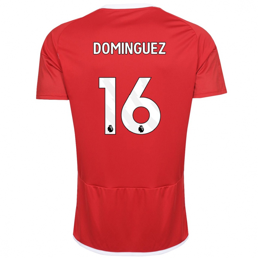 Women Football Nicolás Domínguez #16 Red Home Jersey 2023/24 T-Shirt