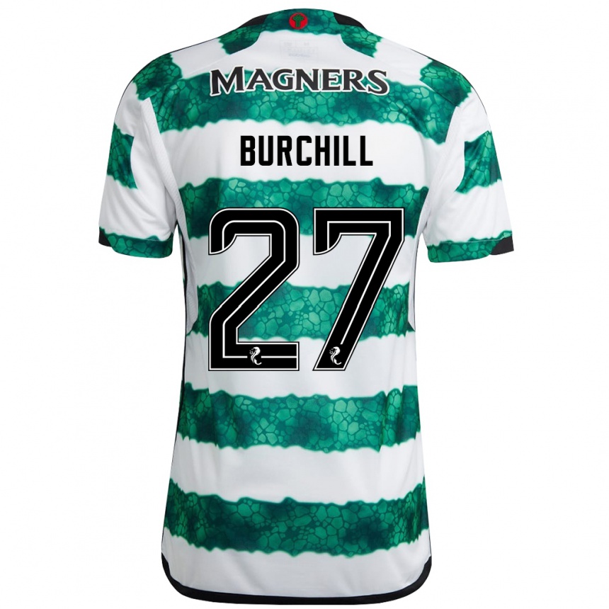 Women Football Tiree Burchill #27 Green Home Jersey 2023/24 T-Shirt