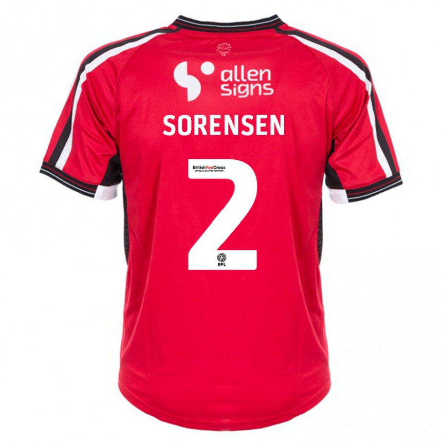 Women Football Lasse Sörensen #2 Red Home Jersey 2023/24 T-Shirt